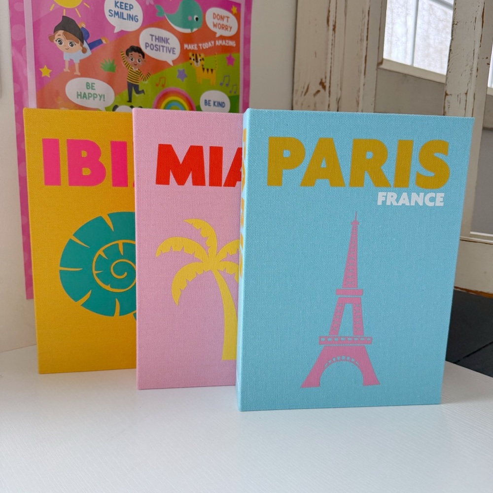 Kirkland’s Home | Decorative Travel Storage Hidden Book Boxes Paris Ibiza Miami - Picture 3 of 13